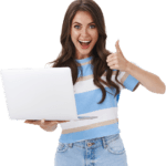 Girl-with-Laptop-Thumbs-Up-PNG