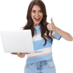 Girl-with-Laptop-Thumbs-Up-PNG